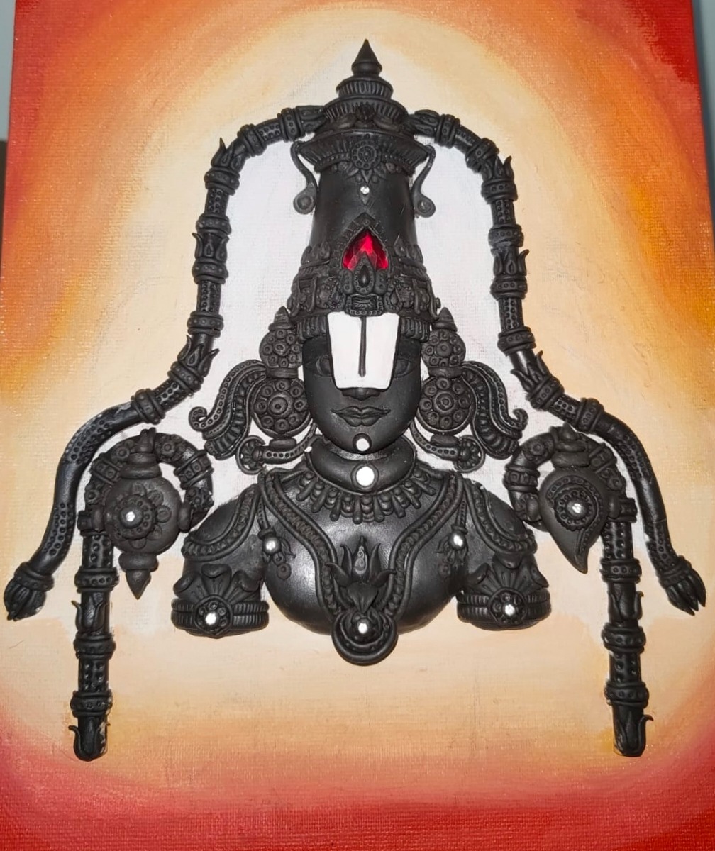 Handmade Tirupati Balaji clay wall art